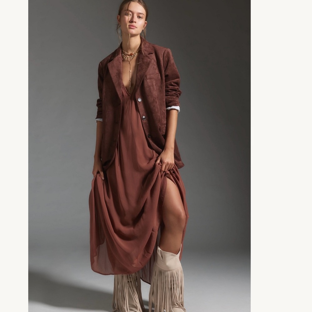 Dolan Left Coast Anthropologie Faux-Suede Boyfriend Blazer Size Small Oversized - Picture 4 of 10